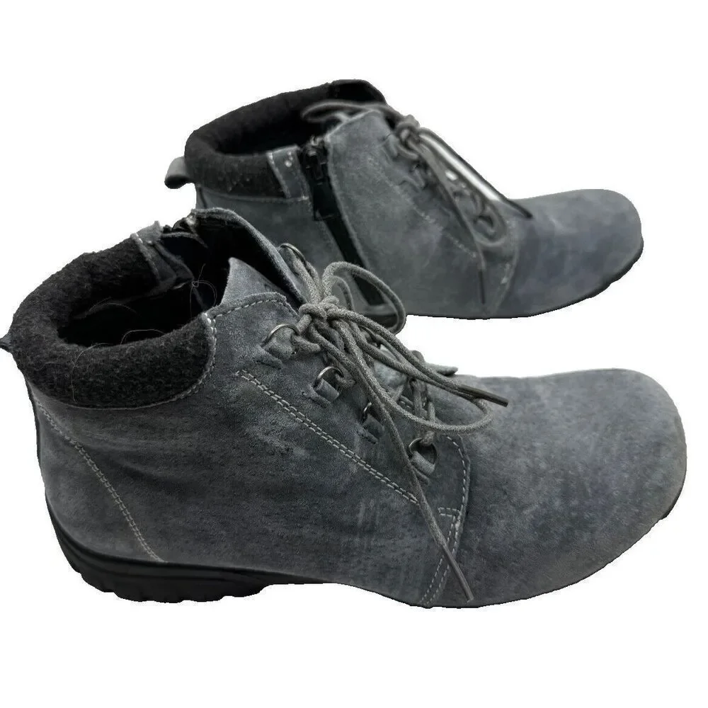 Propet‎ Delaney Grey Suede Boots Shoes Zip up Booties  Womens Size 7